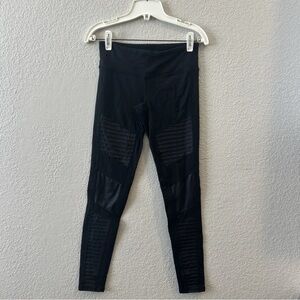 Alo Yoga Women’s High-Waist Mesh Black Moto Leggings Active Yoga Gym Size S